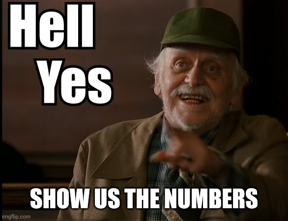 HELL YES | SHOW US THE NUMBERS | image tagged in hell yes | made w/ Imgflip meme maker