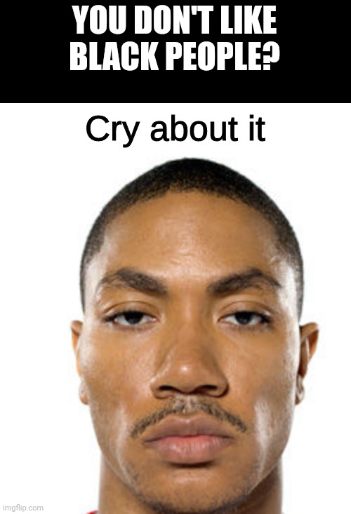 Cry about it | YOU DON'T LIKE BLACK PEOPLE? | image tagged in cry about it | made w/ Imgflip meme maker