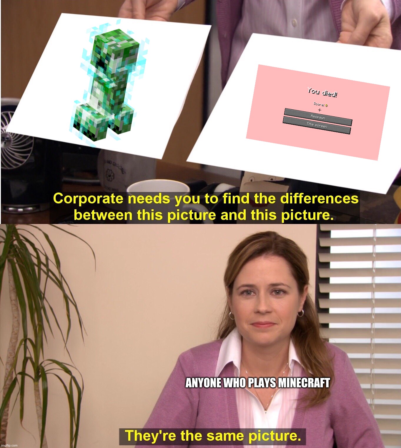 They're The Same Picture | ANYONE WHO PLAYS MINECRAFT | image tagged in memes,they're the same picture | made w/ Imgflip meme maker