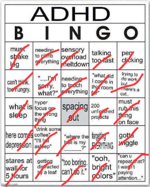 Lol I am being 100% honest | image tagged in adhd bingo | made w/ Imgflip meme maker