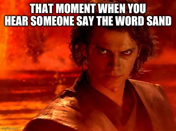 Sand sand sand why does everyone like sand?! | THAT MOMENT WHEN YOU HEAR SOMEONE SAY THE WORD SAND | image tagged in memes,you underestimate my power,sand | made w/ Imgflip meme maker