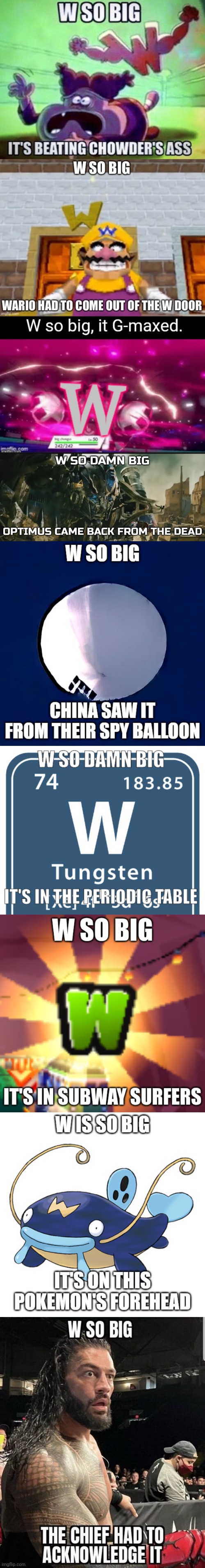 image tagged in w so big,w so big wario,w so big it gmaxed,optimus came back from the dead,w so big china saw it from their spy balloon | made w/ Imgflip meme maker