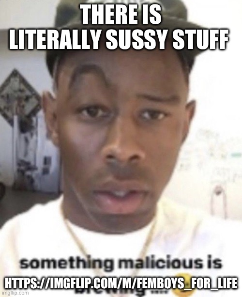 Something malicious is brewing | THERE IS LITERALLY SUSSY STUFF; HTTPS://IMGFLIP.COM/M/FEMBOYS_FOR_LIFE | image tagged in something malicious is brewing | made w/ Imgflip meme maker