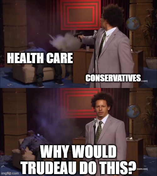 Why would X do this | HEALTH CARE; CONSERVATIVES; WHY WOULD TRUDEAU DO THIS? | image tagged in why would x do this | made w/ Imgflip meme maker