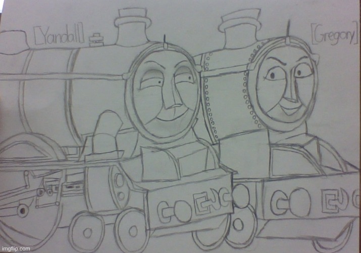 Two buds competing each other | image tagged in thomas the tank engine,drawing | made w/ Imgflip meme maker