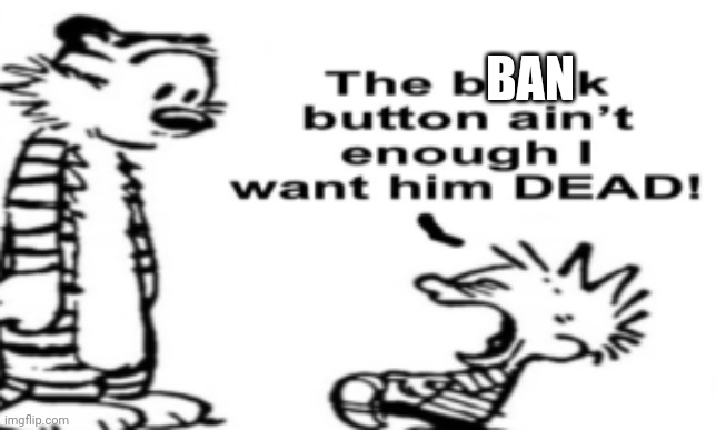 Flat the block button ain't enough | BAN | image tagged in flat the block button ain't enough | made w/ Imgflip meme maker