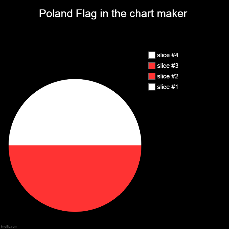 polish flag in the chart | Poland Flag in the chart maker | | image tagged in charts,pie charts | made w/ Imgflip chart maker