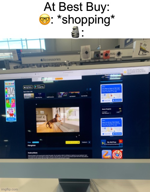 Cool math games sheetpost | At Best Buy:
🤓: *shopping*
🗿: | image tagged in shitpost | made w/ Imgflip meme maker