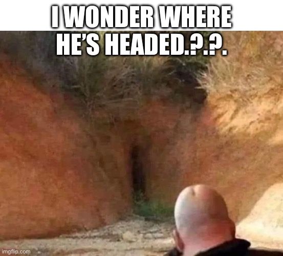 Funny dick head | I WONDER WHERE HE’S HEADED.?.?. | image tagged in penis,sex,vagina,cave,celebrities,dick jokes | made w/ Imgflip meme maker