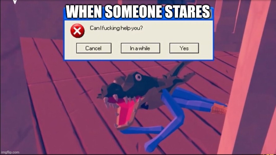 It's why I like to stay inside | WHEN SOMEONE STARES | image tagged in croco,social | made w/ Imgflip meme maker