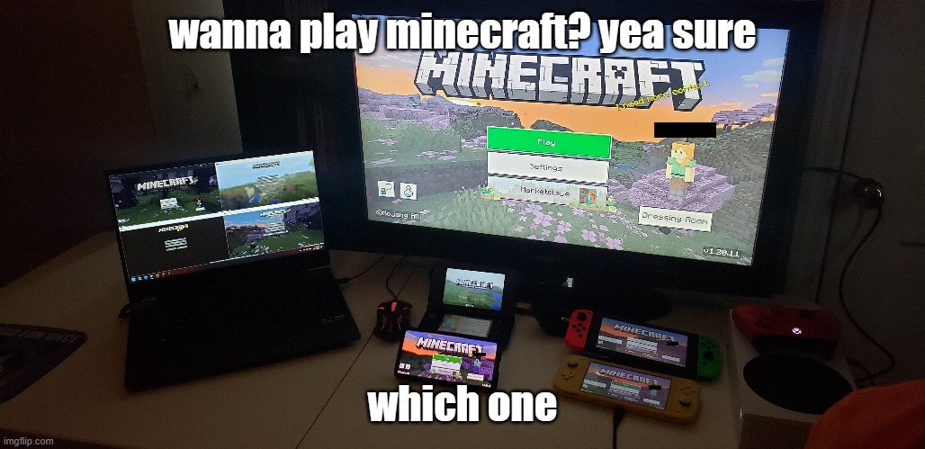 wanna play minecraft? | wanna play minecraft? yea sure; which one | image tagged in gaming | made w/ Imgflip meme maker