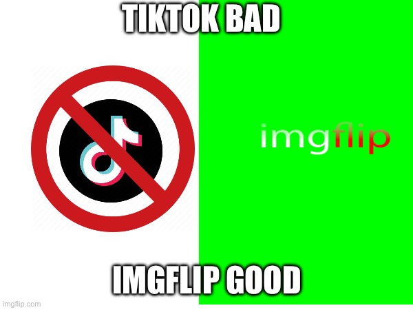 TIKTOK BAD; IMGFLIP GOOD | image tagged in stop reading the tags,tiktok sucks,imgflip,you have been eternally cursed for reading the tags | made w/ Imgflip meme maker