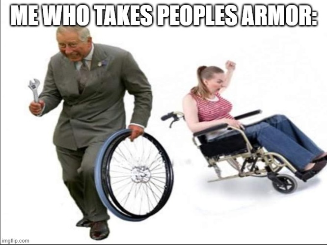 Stolen , bye | ME WHO TAKES PEOPLES ARMOR: | image tagged in stolen bye | made w/ Imgflip meme maker