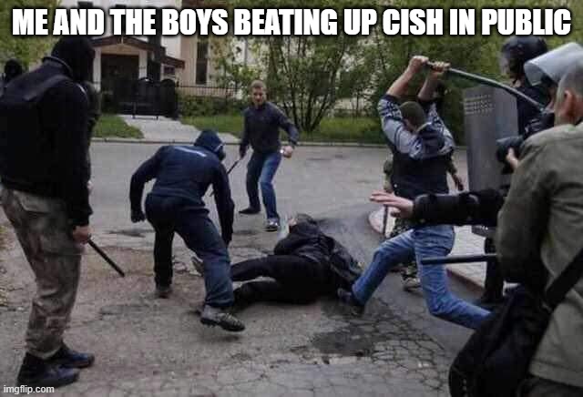 Beat Up | ME AND THE BOYS BEATING UP CISH IN PUBLIC | image tagged in beat up | made w/ Imgflip meme maker