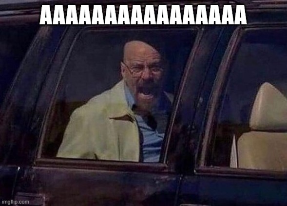 Walter White Screaming At Hank | AAAAAAAAAAAAAAAA | image tagged in walter white screaming at hank | made w/ Imgflip meme maker