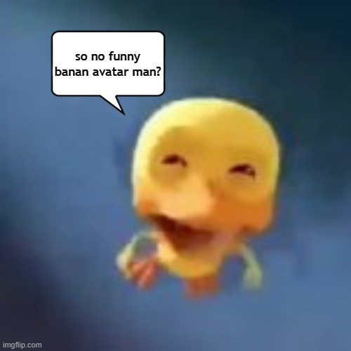 duc | so no funny banan avatar man? | image tagged in duck | made w/ Imgflip meme maker