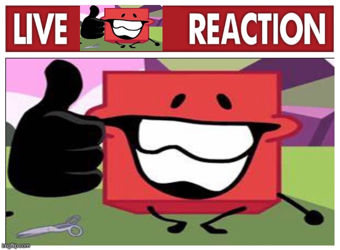 LIVE BLOCKY REACTION (use for reaction) | image tagged in blocky,bfdi,thumbs up | made w/ Imgflip meme maker