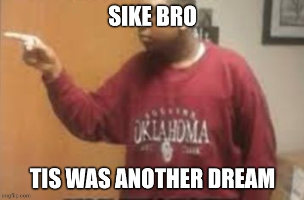 Sike | SIKE BRO TIS WAS ANOTHER DREAM | image tagged in sike | made w/ Imgflip meme maker