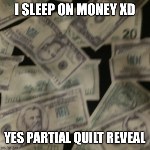 I SLEEP ON MONEY XD; YES PARTIAL QUILT REVEAL | made w/ Imgflip meme maker