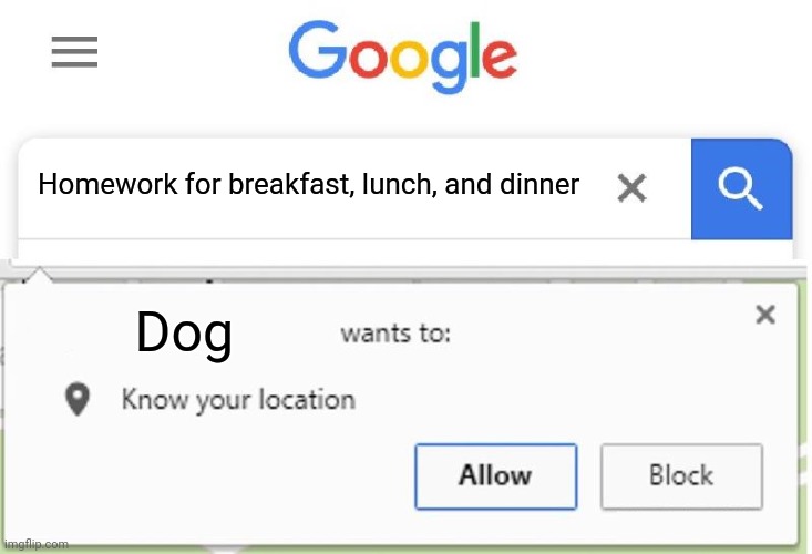 Homework | Homework for breakfast, lunch, and dinner; Dog | image tagged in wants to know your location,dog,dogs,homework,memes,meal | made w/ Imgflip meme maker