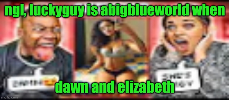 ZAMN | ngl, luckyguy is abigblueworld when; dawn and elizabeth | image tagged in zamn | made w/ Imgflip meme maker