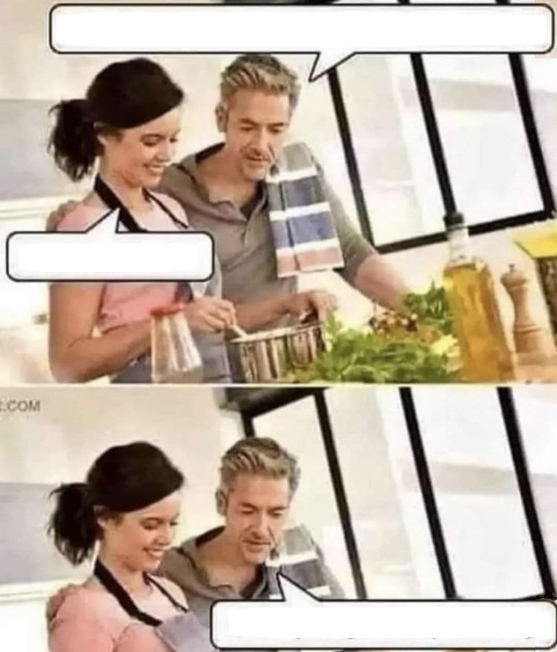 MAN WOMAN COOKING COUPLE Blank Meme Template