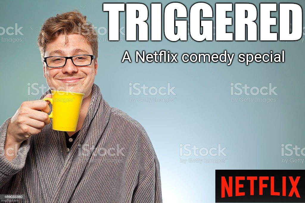 If Netflix makes this real I'm watching it all day tomorrow | TRIGGERED; A Netflix comedy special | image tagged in netflix adaptation,seems legit | made w/ Imgflip meme maker