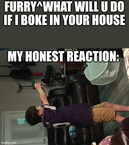 Lol | FURRY^WHAT WILL U DO IF I BOKE IN YOUR HOUSE; MY HONEST REACTION: | image tagged in you chose the wrong house | made w/ Imgflip meme maker