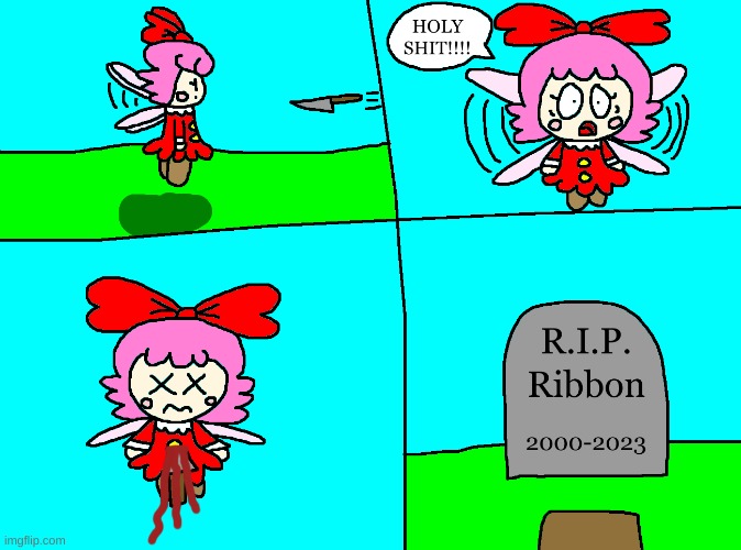 Ribbon's death comic | image tagged in kirby,comics/cartoons,cute,funny,gore,blood | made w/ Imgflip meme maker