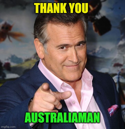 Pointing Sam Axe | THANK YOU AUSTRALIAMAN | image tagged in pointing sam axe | made w/ Imgflip meme maker