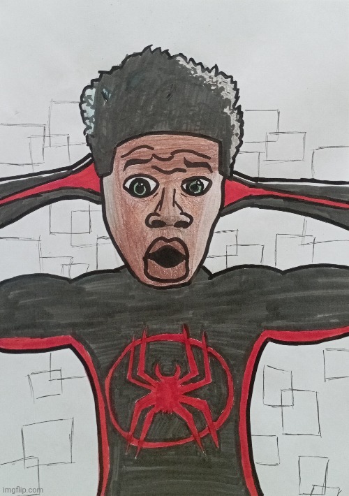 Made this drawing yesterday, in just a pair of hours | image tagged in drawings,miles morales | made w/ Imgflip meme maker