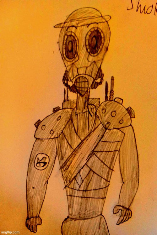 9:Smoke Burnmann. Heather's older brother. He was created in WW1 back in 1916(107 years ago)hes the only machine with feelings. | image tagged in anti furry,furry,cartoon,artwork,oh wow are you actually reading these tags,bendy and the ink machine | made w/ Imgflip meme maker