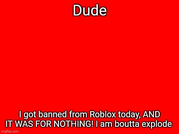 Dude I'm gonna bomb Roblox HQ | Dude; I got banned from Roblox today, AND IT WAS FOR NOTHING! I am boutta explode | image tagged in join me,banned from roblox | made w/ Imgflip meme maker