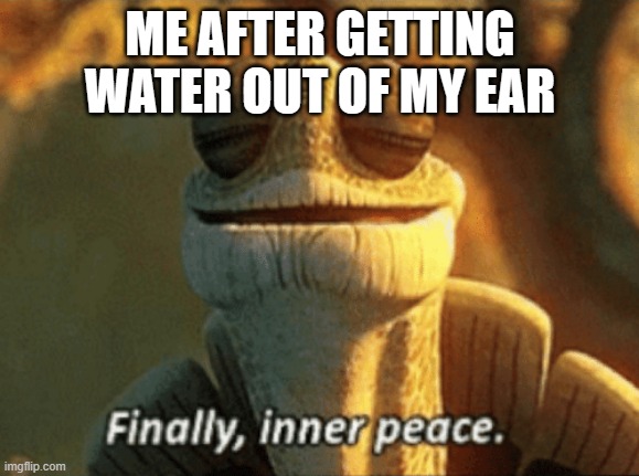 w | ME AFTER GETTING WATER OUT OF MY EAR | image tagged in finally inner peace | made w/ Imgflip meme maker