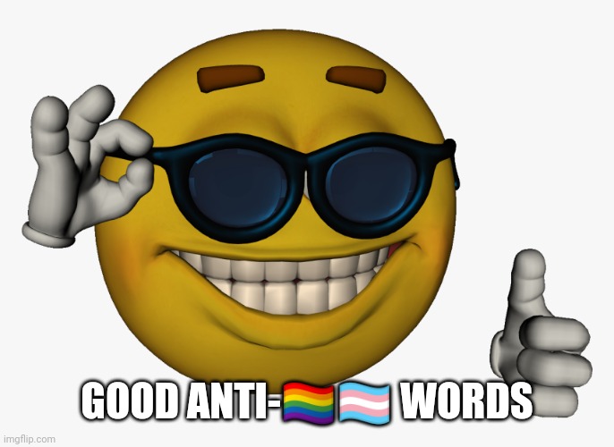 Cool guy emoji | GOOD ANTI-?️‍??️‍⚧️ WORDS | image tagged in cool guy emoji | made w/ Imgflip meme maker