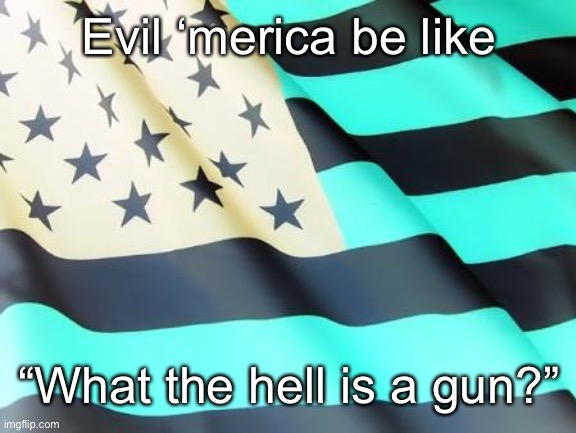 American flag | Evil ‘merica be like; “What the hell is a gun?” | image tagged in american flag | made w/ Imgflip meme maker
