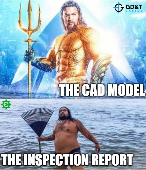 Rein in those expectations | THE CAD MODEL; THE INSPECTION REPORT | image tagged in high quality vs low quality aquaman,manufacturing,engineering,quality,memes,production | made w/ Imgflip meme maker