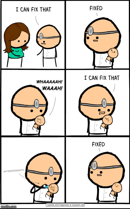 #2,557 | image tagged in comics/cartoons,comics,cyanide and happiness,doctor,fix,dark humor | made w/ Imgflip meme maker