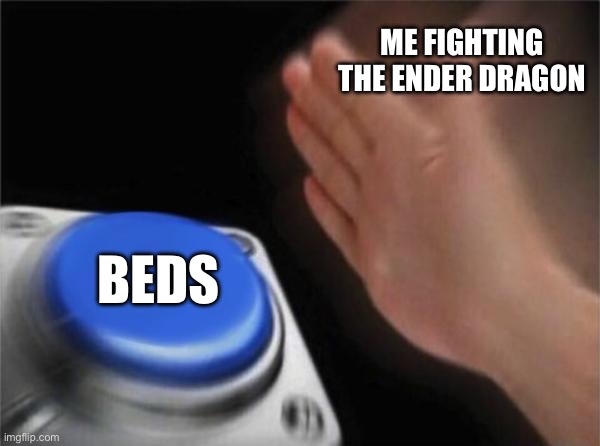 Blank Nut Button Meme | ME FIGHTING THE ENDER DRAGON; BEDS | image tagged in memes,blank nut button | made w/ Imgflip meme maker