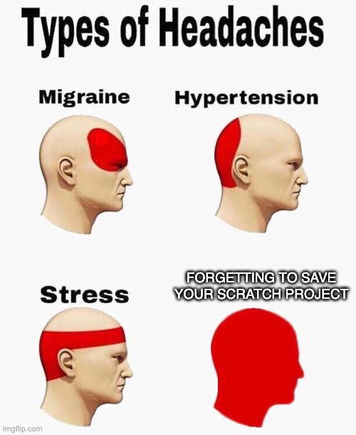 Headaches | FORGETTING TO SAVE YOUR SCRATCH PROJECT | image tagged in headaches | made w/ Imgflip meme maker