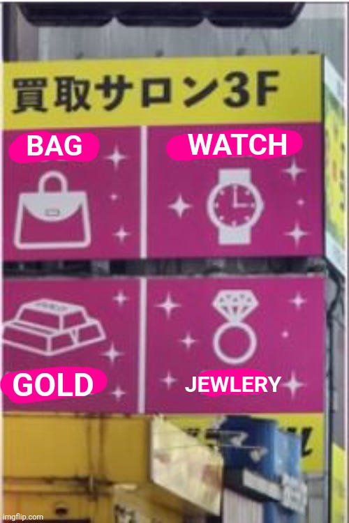 BAG WATCH GOLD JEWLERY | made w/ Imgflip meme maker