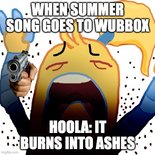 AAAAAAAAA | WHEN SUMMER SONG GOES TO WUBBOX; HOOLA: IT BURNS INTO ASHES | image tagged in aaaaaaaaa | made w/ Imgflip meme maker