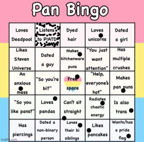 brendon furry | image tagged in pan bingo,hey im pete wentz from my chemical romance | made w/ Imgflip meme maker