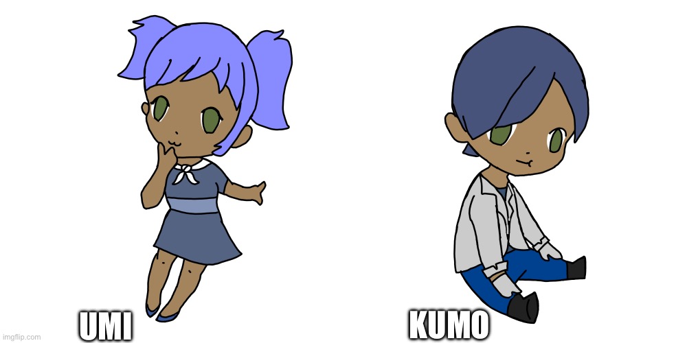 These are Umi and Kumo! These two smol children are the younger siblings of Rizu | UMI; KUMO | made w/ Imgflip meme maker
