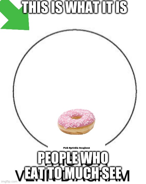 Mmmmmmmmmmmmm | THIS IS WHAT IT IS; PEOPLE WHO EAT TO MUCH SEE | image tagged in this is a venn diagram,yummy,doughnut | made w/ Imgflip meme maker