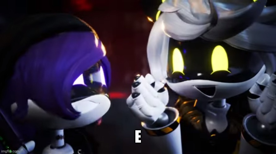 N and Uzi are happy | E | image tagged in n and uzi are happy | made w/ Imgflip meme maker