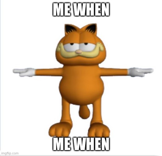 garfield t-pose | ME WHEN; ME WHEN | image tagged in garfield t-pose | made w/ Imgflip meme maker