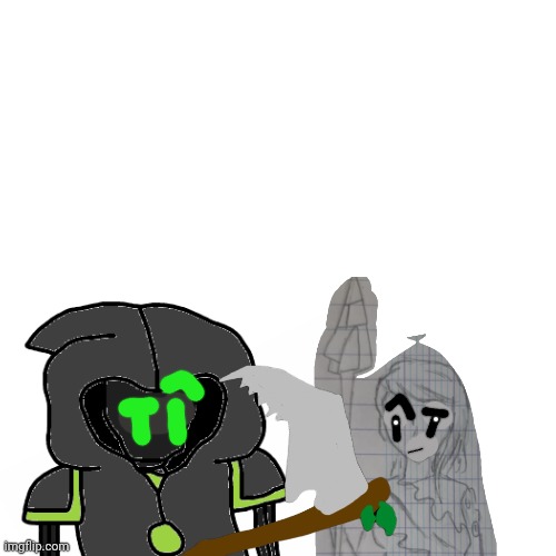 Death and Nata are trying to figure out how Mors Scythe works so they can use it's powers | made w/ Imgflip meme maker
