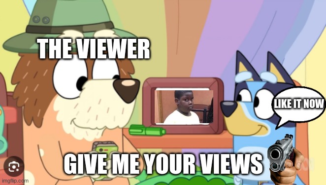 oh look a meme | THE VIEWER; LIKE IT NOW; GIVE ME YOUR VIEWS | image tagged in oh look a meme | made w/ Imgflip meme maker