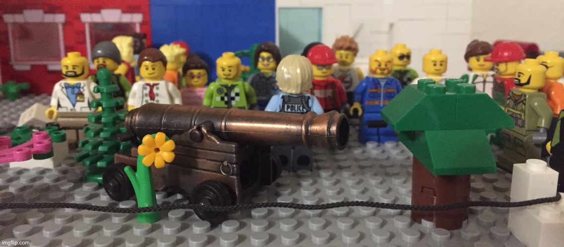Maybe LEGO mini figures found a cannon :0 | image tagged in funny,memes,lego,cannon,cool | made w/ Imgflip meme maker